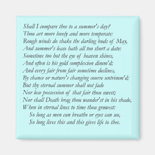 Shakespeare sonett nr. 18 magnet