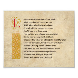 Shakespeare Sonnet 116 (CXVI) on Parchment Fototryck