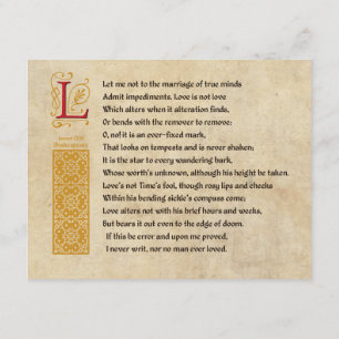 Shakespeare Sonnet 116 (CXVI) on Parchment Inbjudningar