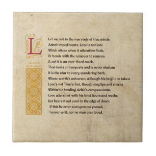 Shakespeare Sonnet 116 (CXVI) on Parchment Kakelplatta