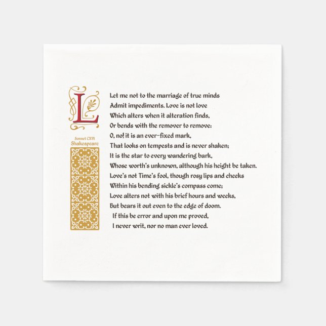 Shakespeare Sonnet 116 (CXVI) on Parchment Pappersservett (Framsidan)