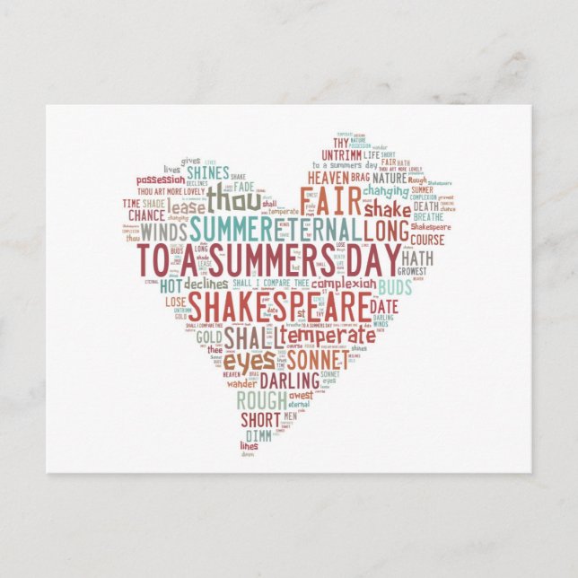 Shakespeare Sonnet 18 Vykort (Framsida)