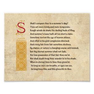 Shakespeare Sonnet 18 (XVIII) på Parchment Fototryck