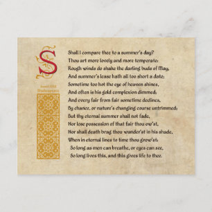 Shakespeare Sonnet 18 (XVIII) på Parchment Inbjudningar