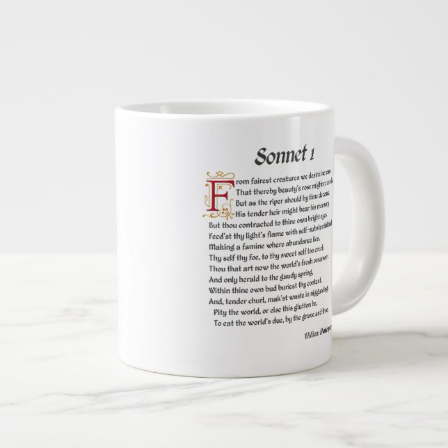 Shakespeare Sonnet 1 Jumbo Mugg (Framsida höger)