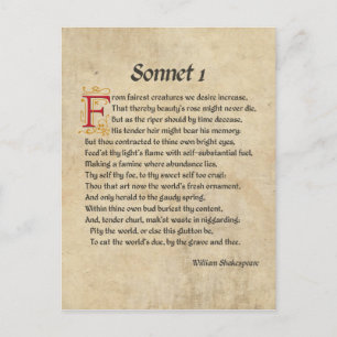 Shakespeare Sonnet 1 Parchment Vykort