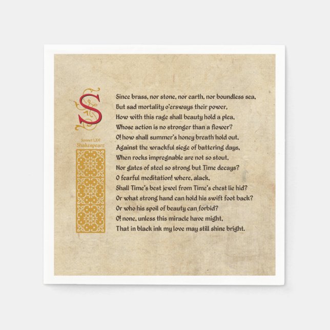 Shakespeare Sonnet 65 (LXV) på Parchment Pappersservett (Framsidan)