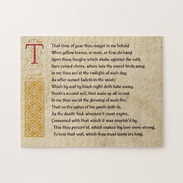 Shakespeare Sonnet 73(LXXIII) on Parchment Pussel (Horisontell)