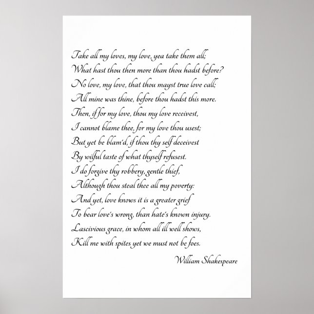 Shakespeare Sonnet Art Poster (Framsidan)
