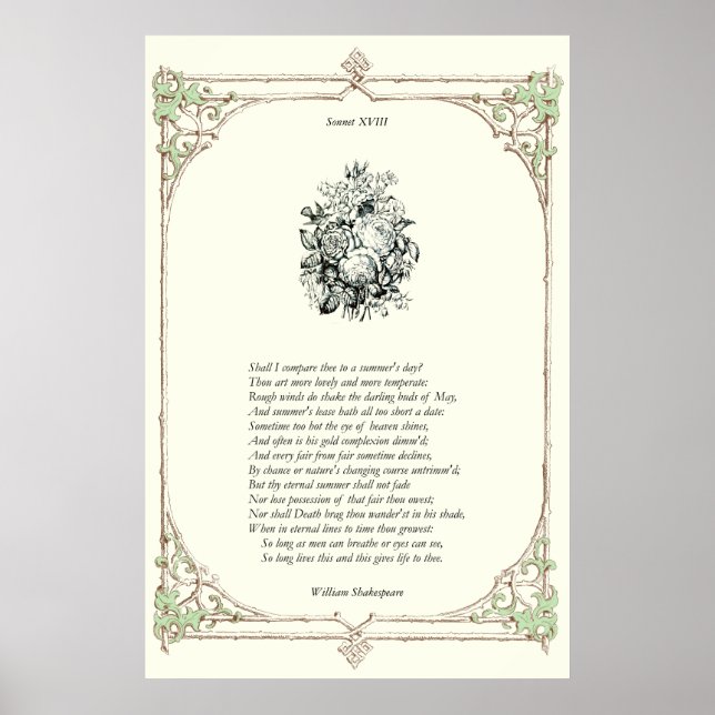 Shakespeare Sonnet nr 18 Poster (Framsidan)