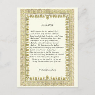 Shakespeare Sonnet nr 18 Vykort