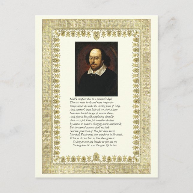 Shakespeare Sonnet nr 18 Vykort (Framsida)