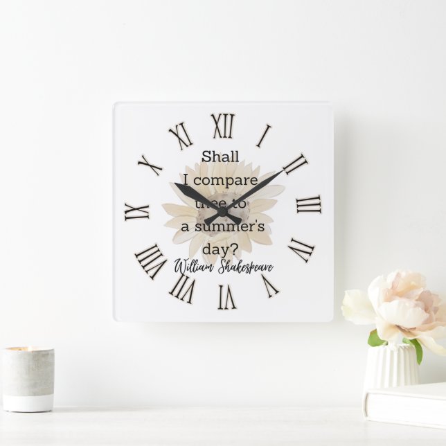 Shakespeare Summer Quote Decor For Home Fyrkantig Klocka (Hem)