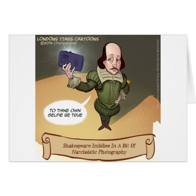 Shakespeare tar Selfie Funny Hälsningskort (Framsidan Horizontal)