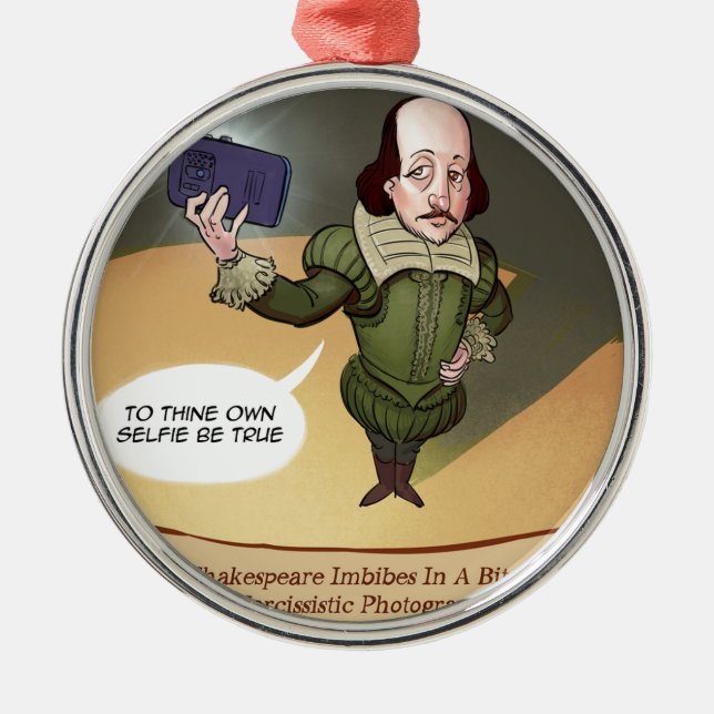 Shakespeare Tar Selfie Roligt Julgransprydnad Metall (Framsidan)