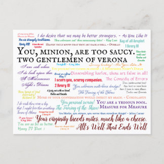 Shakespearean Insults Postcard Vykort