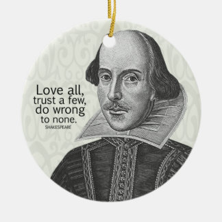 Shakespeares all kärlek, litar på några, gör…, julgransprydnad keramik