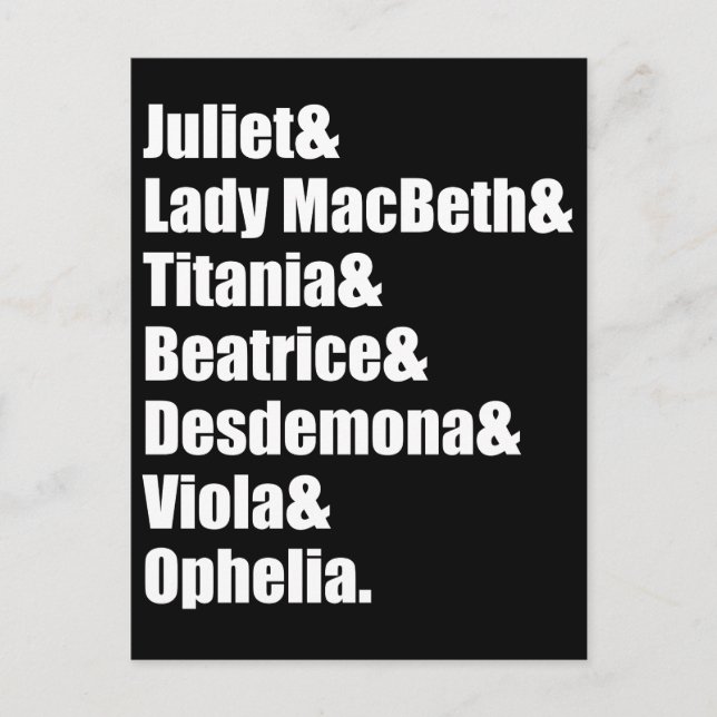 Shakespeare's Dam Vykort (Framsida)