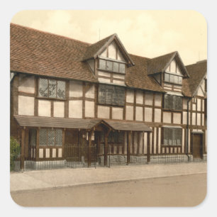 Shakespeares födelseort, Stratford-på-Avon Fyrkantigt Klistermärke