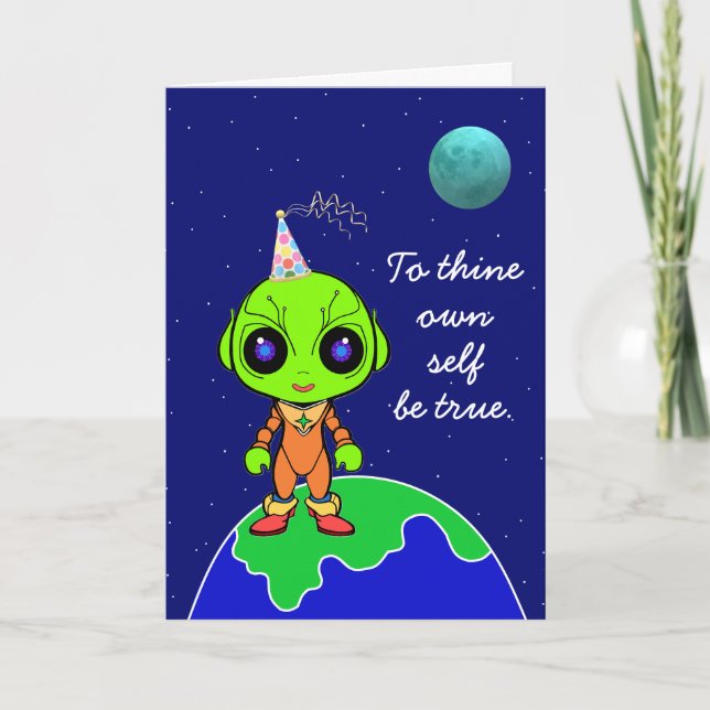 Shakespearian m/ Alien Födelsedags Kort av Jo Imag (Framsida)