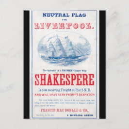 Shakespere Clipper-segling frakt 1861 Vykort