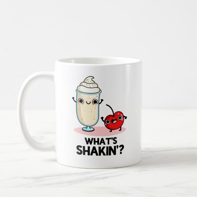 Shakin Funny Cherry Milkshake Pun Kaffemugg (Vänster)