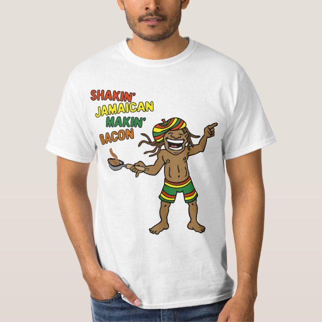 Shakin jamaikanMakin bacon Tee Shirt (Framsida)