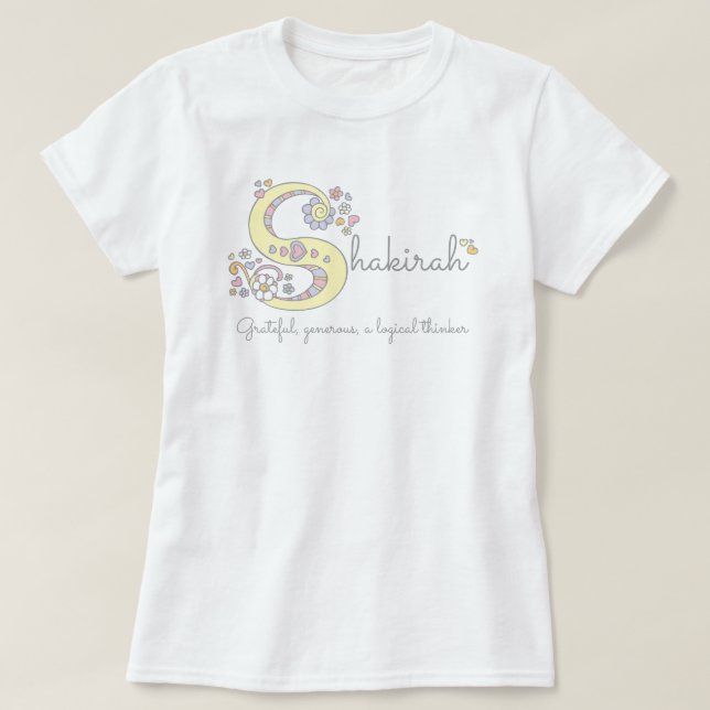 Shakirah-flickorna S namn och betyder monogram t-s Tee (Design framsida)
