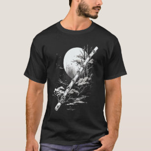 Shakuhachi Japansk bamboo Flute Japansk konstgrap T Shirt
