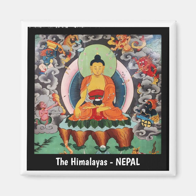 Shakyamuni Buddha-målning, Himalayas - Nepal Magnet (Framsidan)