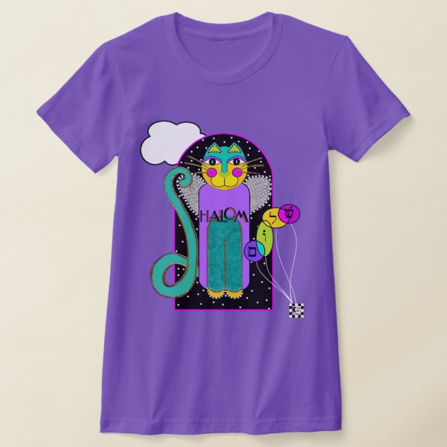 Shalom Angel Cat T Shirt (Laydown)