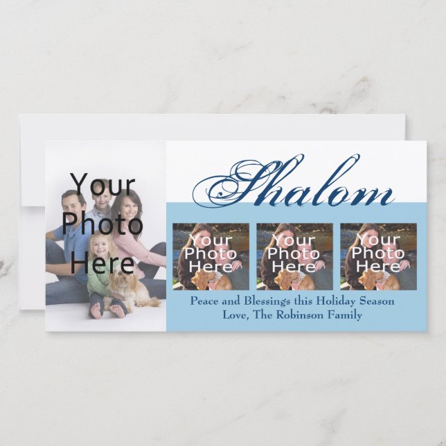 Shalom Anpassningsbar Hanukkah Photo Cards Julkort (Framsida)