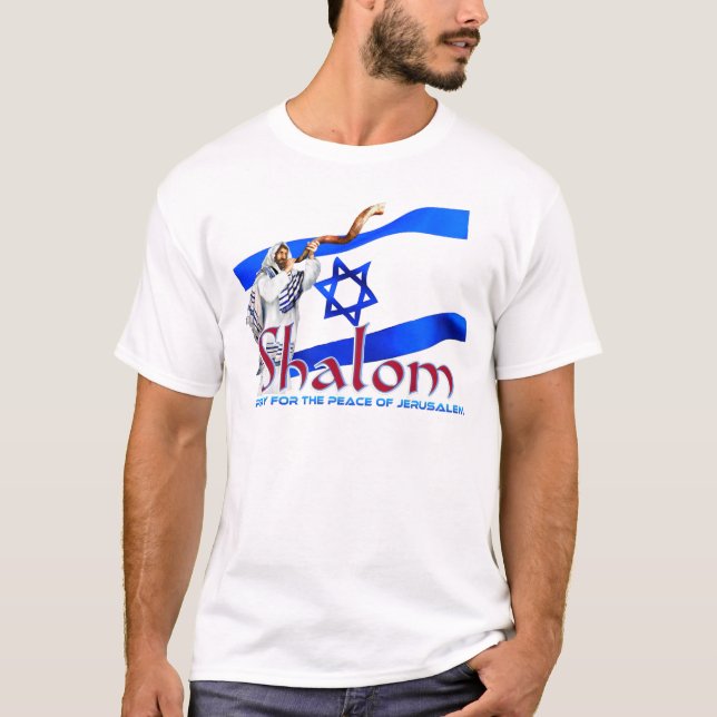 SHALOM ber för fred av Jerusalem Tee (Framsida)