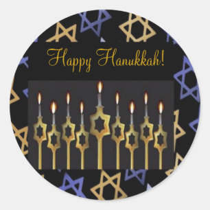 Shalom! Blå och Guld liten rund etikett