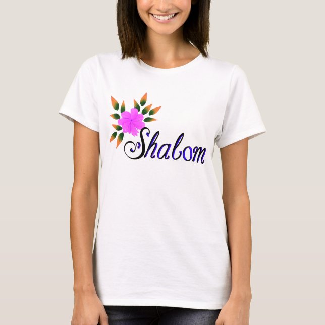 Shalom Blommigt T-Shirt (Framsida)