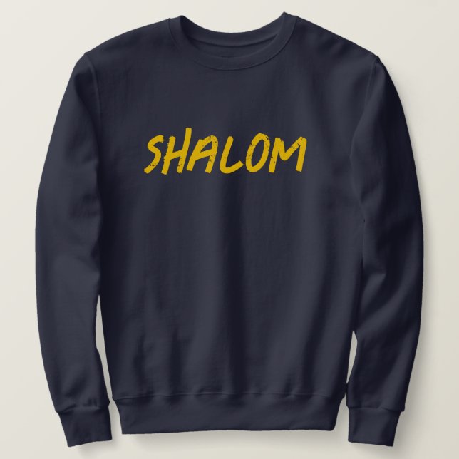 Shalom Bold Distress Lettering judisk sötskjorta Lång Ärmad Tröja (Design framsida)