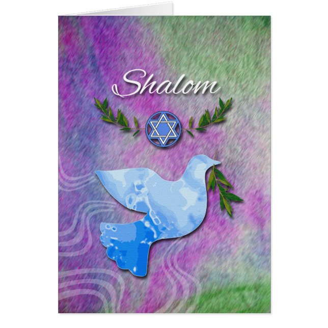 Shalom for Pesach, Dove, Magen David, Olive Gren Hälsningskort (Framsidan)