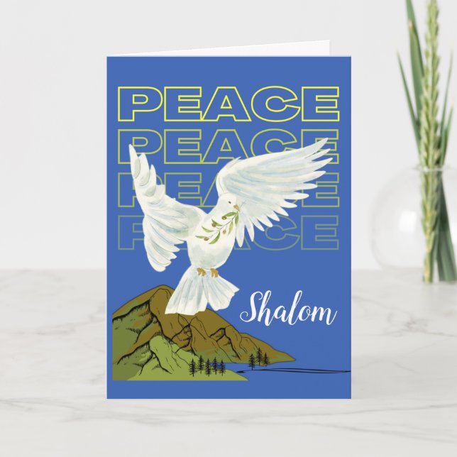 Shalom for Pesach Dove over Mountains Kort (Framsida)