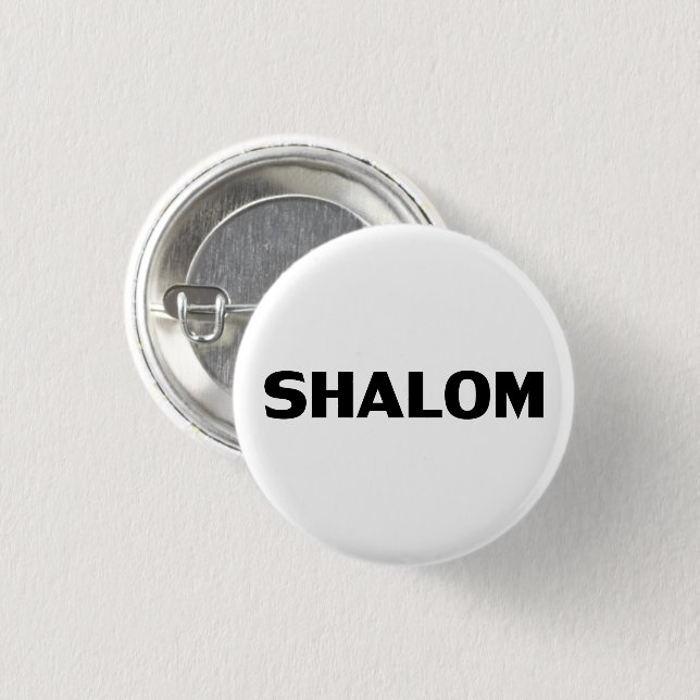 Shalom, fredsälskvit minimalist modern enkel knapp (Framsida & baksida)
