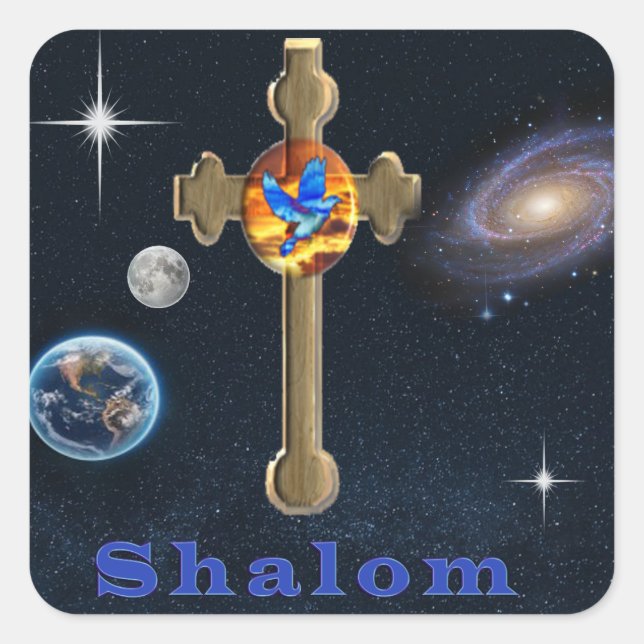 Shalom Fyrkantigt Klistermärke (Framsida)