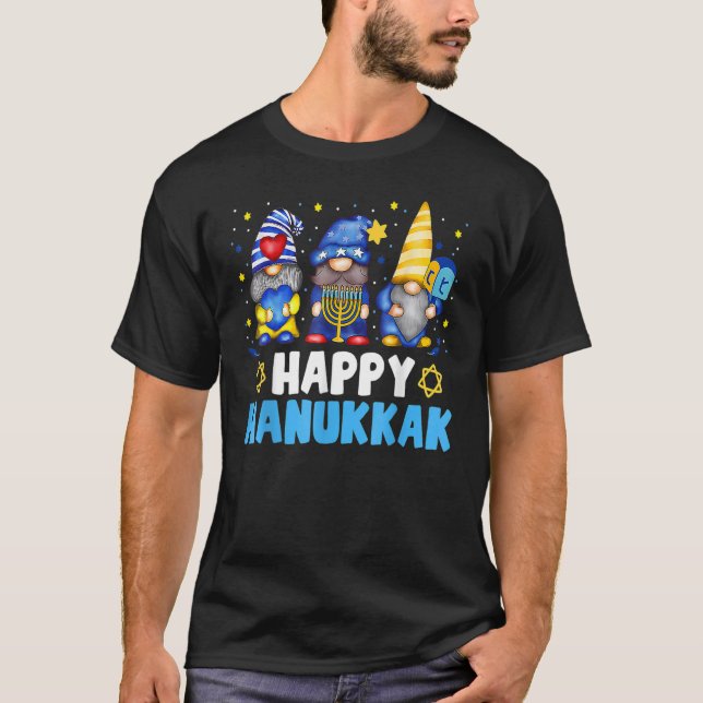 Shalom Gnome Happy Hanukkah Chanukkah Jewish Dreid T Shirt (Framsida)