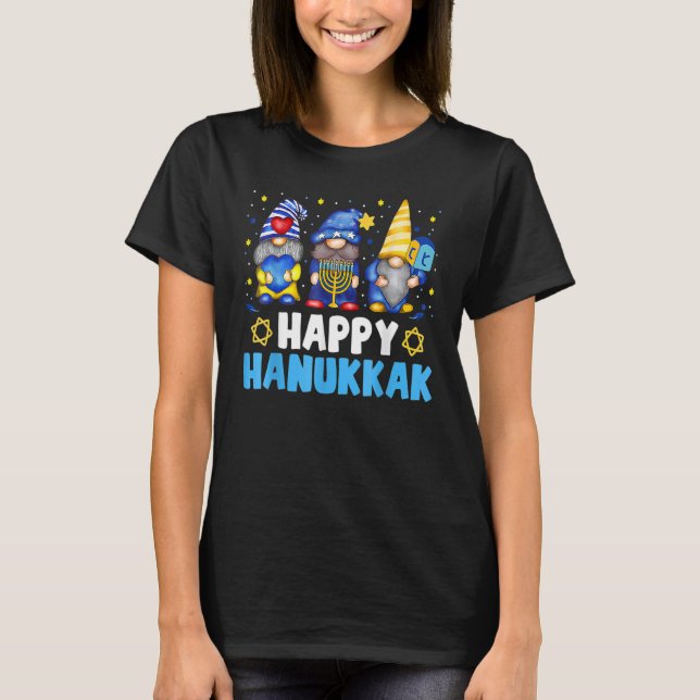 Shalom Gnome Happy Hanukkah Chanukkah Jewish Dreid T Shirt (Framsida)