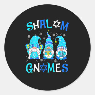 Shalom Gnome Jewish Hanukkah Chanukkah Gnomes Fami Runt Klistermärke
