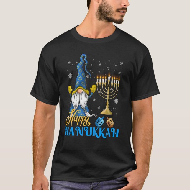 Shalom Gnome Lycklig Hanukkah Chanukah T Shirt (Framsida)