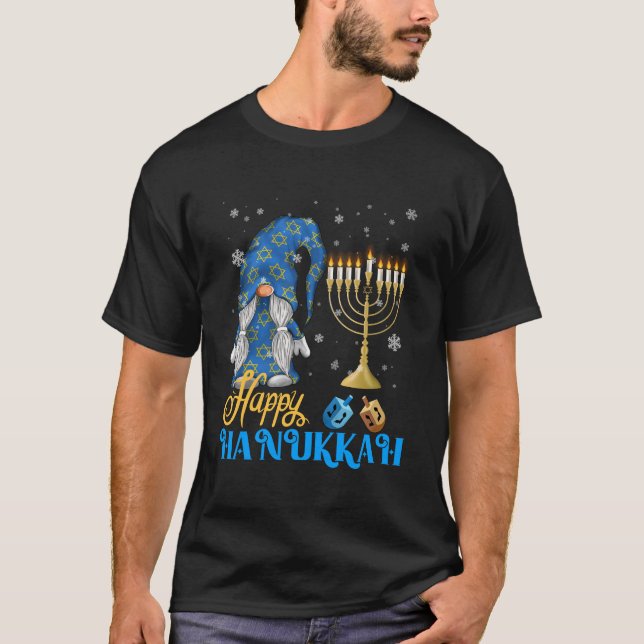Shalom Gnome Lycklig Hanukkah Chanukah T Shirt (Framsida)