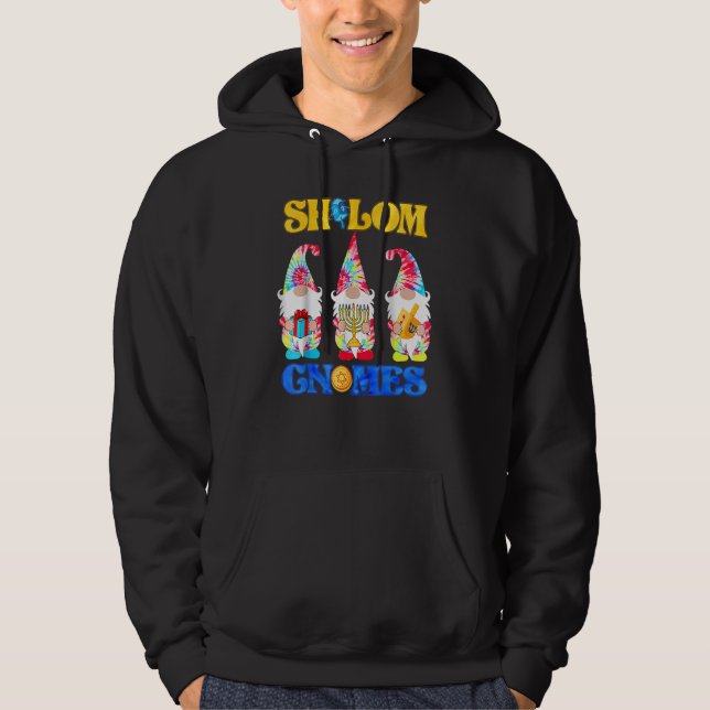 Shalom Gnomes Happy Chanukkah Menorah Hanukkah Jew Hoodie (Framsida)