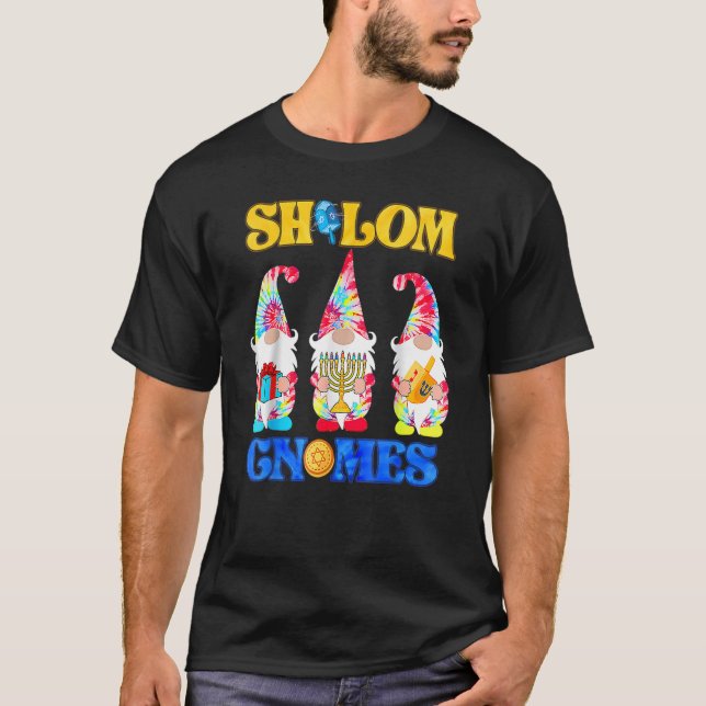 Shalom Gnomes Happy Chanukkah Menorah Hanukkah Jew T Shirt (Framsida)
