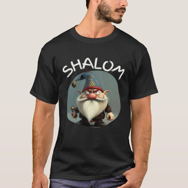Shalom Gnomes  Jewish Gnome s Gnome Hebrew Christi T Shirt (Framsida)