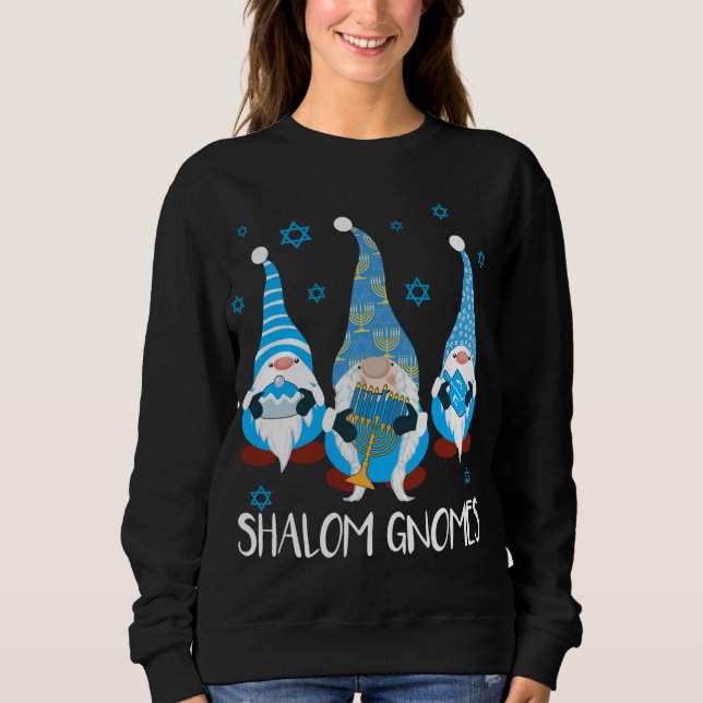 Shalom Gnomes Lycklig Chanukah Menorah Hanukkah Je T Shirt (Framsida)