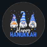 Shalom Gnomes Menorah Dreidel Hanukah Chanukah Runt Klistermärke<br><div class="desc">Shalom Gnomes Menorah Dreidel Hanukah Chanukah</div>